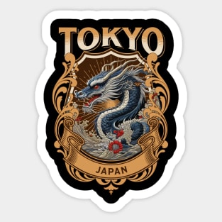 Fierce Tokyo Dragon: Sukajan-Inspired Embroidery Art print T-shirt Sticker